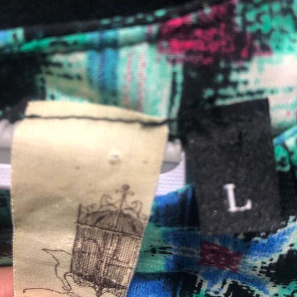 FRANCESCA’S “BIRDCAGE” BLOUSE TOP WOMENS LARGE RETRO STYLE MULTICOLOR USA MADE - Picture 5 of 6